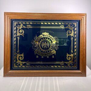 Vintage 80s Henry Weinhard’s Private Reserve Beer Mirror Bar Sign Gold Etched